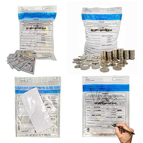 [Upgraded] Security Deposit Bag 9x12 inches with Back Pocket Tamper