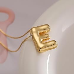 Bubble Letter Necklace Gold Initial Necklaces for