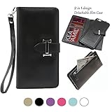 iPhone 6 Wallet Case for Women Detachable Black/ iPhone 6 Detachable Zipper Wallet Purse with Card holder Strap Magnetic Slim Cover-Compatible for iPhone 6/6S 4.7 Inch Version-Weforever
