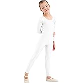 Kepblom Girls Scoop Neck Long Sleeve Unitard Bodysuit Dancewear For Child