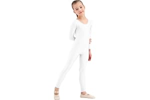 Kepblom Girls Scoop Neck Long Sleeve Unitard Bodysuit Dancewear For Child