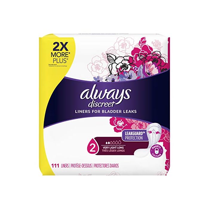 Always Discreet, Incontinence Liners for Women, Very Light, Regular Length