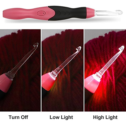 Crochet Hook Set,48pcs Rechargeable LED Crochet Accessories Knitting Needles Set,Incl Interchangeable Crochet Hooks/Plastic Knitting Needles/Crochet Stitch Markers/Cable Stitch Holders By Ogori