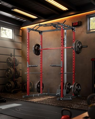 GarveeLife Power Cage, Multi-Functional Power Racks for Home Gym with Cable Crossover System, 1600LBS Weight Capacity Fitness Reality Squat Rack for Strength Workout with More Training Attachment