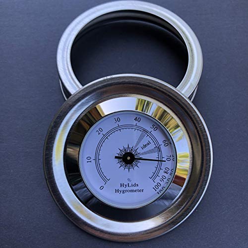image for HyLids - Regular Mouth - Analog - Curing Jar Hygrometer Lids. Makes a 
