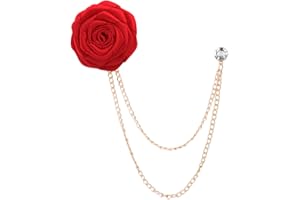 MXUHUI Fashion Bridegroom Wedding Brooches Cloth Art Hand-Made Rose Flower Brooch Lapel Pin Badge Tassel Chain Men's Suit Accessories