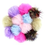DIY 12pcs Faux Raccoon Fur Pom Pom Ball for Knitting Hat DIY Accessories - Colorful Color