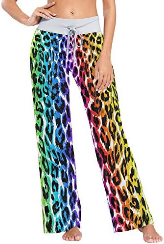 Women Pajama Pants Rainbow Leopard 