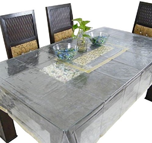 Kuber Industries Dining Table Cover Transparent Embroidry 6