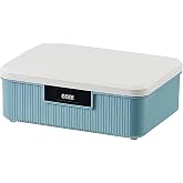 PENCK Lockable Storage Container Bin with Combination Lock - 4.2 Gallon Capacity Organizer Box &amp; Plastic Trunk for Office/Home Security | Heavy Duty ABS Storage Box, White&amp;Blue