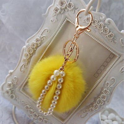 DecorHolic Faux Rabbit Fur Ball Pom Pom Pendant Car Keychain Handbag Key Ring #5
