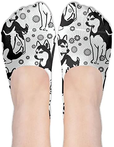 DISXHSH Thin Hidden No Show Liner Siberian Husky With Snowflakes Athletic Running Socks Non Slip Flat Boat Line