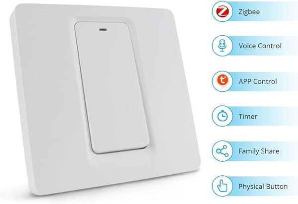 Yagusmart Zigbee Interruptor InteligenteNo se Requiere Cable Neutro funciona con Tuya Zigbee Hub Compatible con Alexa Echo Google Assistant y IFTTT1 gang