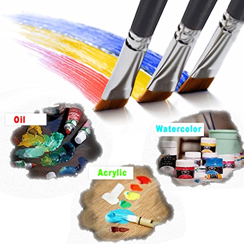 Flat Tipped Brushes for Acrylic Oil Watercolor by Amagic 9 Pcs Artist Face and Body Professional Painting Kits with Synthetic Nylon Tips