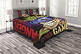 Lunarable Gamer Bedspread, Crazy Gamer Words with