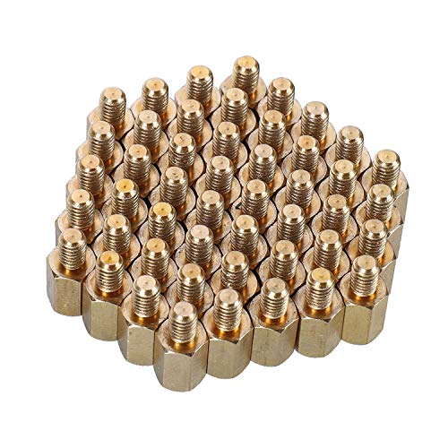 HanTof Replacement PC Mounting #6-32(Inner) to M3(Outer) Brass Jack Screw Standoff,Motherboard Standoffs,ATX Case Standoffs,ATX Standoff for ATX Computer Case - 50 Pack