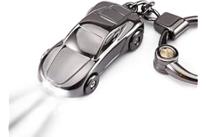 SOMGEM Creative Key Chain Car Keychain Flashlight with 2 Modes LED Lights 2 in 1 Accessories Ring for Office Backpack Purse Charm,Great Gift for Men or Women