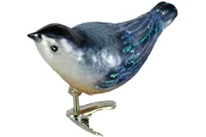 Old World Christmas Nuthatch Glass Blown Ornament for Christmas Tree, Handcrafted Holiday Decoration, Clip - Bird Watcher Clip Collection
