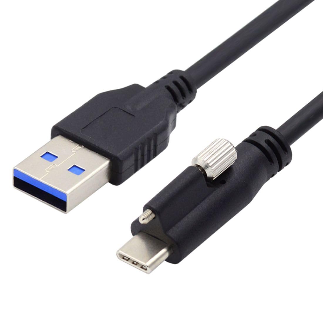 chenyang USB 3.0 to USB C Locking Connector Data Cable with Panel Mount Screw for Industrial Camera 4.9M