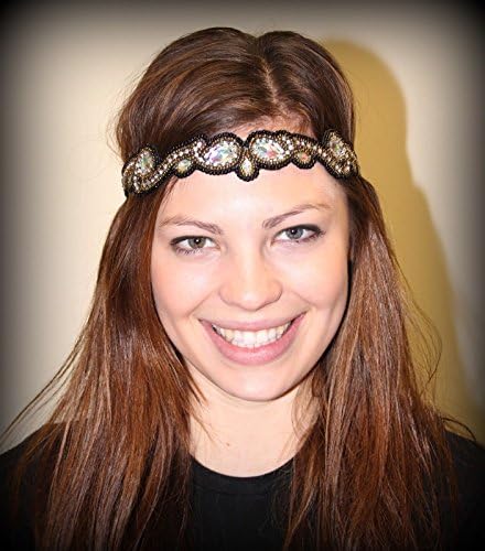 VICTORIA - Regalia Beaded Rhinestone Stretch No Slip Headband