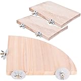 CoscosX Parrot Cage Perch,Wooden Platform Stand,Cage Perches,Tree Springboard,Corner Shelf Laddered,Hanging Swing,Natural Woo