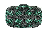 Beaushion Women's Bright Red Flower Rhinestones Wedding Party Handbags and Clutch Purses(Green)