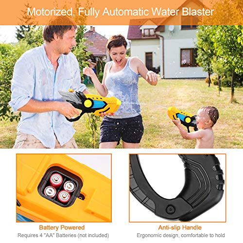 Electric Water Gun Squirt Guns Fully Automatic Water Blaster with Led Light High Capacity Long Range Waterproof Battery Cover for Kids Adult for Pool Party Outdoor Beach Water Fighting (Black)