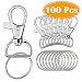Paxcoo 100 Pcs Key Chain Hooks with Key Rings (Large Size)