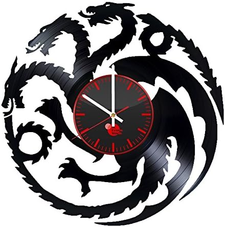 Handmade Vinyl Wall Clock Game of Thrones House Targaryen Drama Television Series Handmade Vinyl Record Wall Clock Vintage Unique Art Design