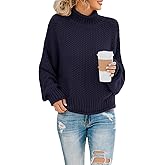 Saodimallsu Womens Turtleneck Oversized Sweaters Batwing Long Sleeve Pullover Loose Chunky Knit Jumper