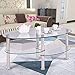 SUNCOO Glass Coffee Table for Home/Office Oval with 2 Tire Tempered Glass Boards Sturdy Chrome Plated Legs End Table Modern Coffee Table Tea Table (Clear)