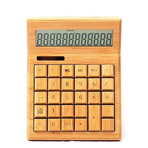 WALNUTBAE Calculator 12 Digit Wooden Calculator: Solar and Battery Powered: Made in India