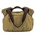 BMC Womens Khaki Gray Textured Canvas Double Top Handle Lightweight Shoulder Tote Travel Shopper Handbag