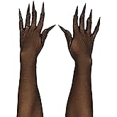 Treasure Gurus Black Sequin Claw Gloves Long Fake Gothic Nails Cosplay Halloween Party Costume Accessory