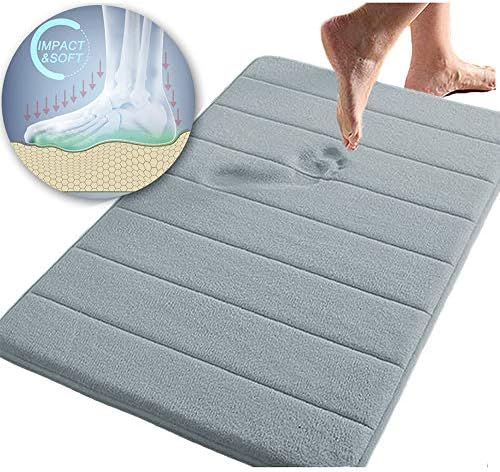 Pinacis Bath Mat Bath Rugs, Non slip Bathroom Mat, Anti-bacterial Bathmat Carpet for Bathroom, Living Room, Kitchen, Soft and Comfort for Baby Kids with Coral Velvet Fabric (19.6 * 31 inch, Gray)