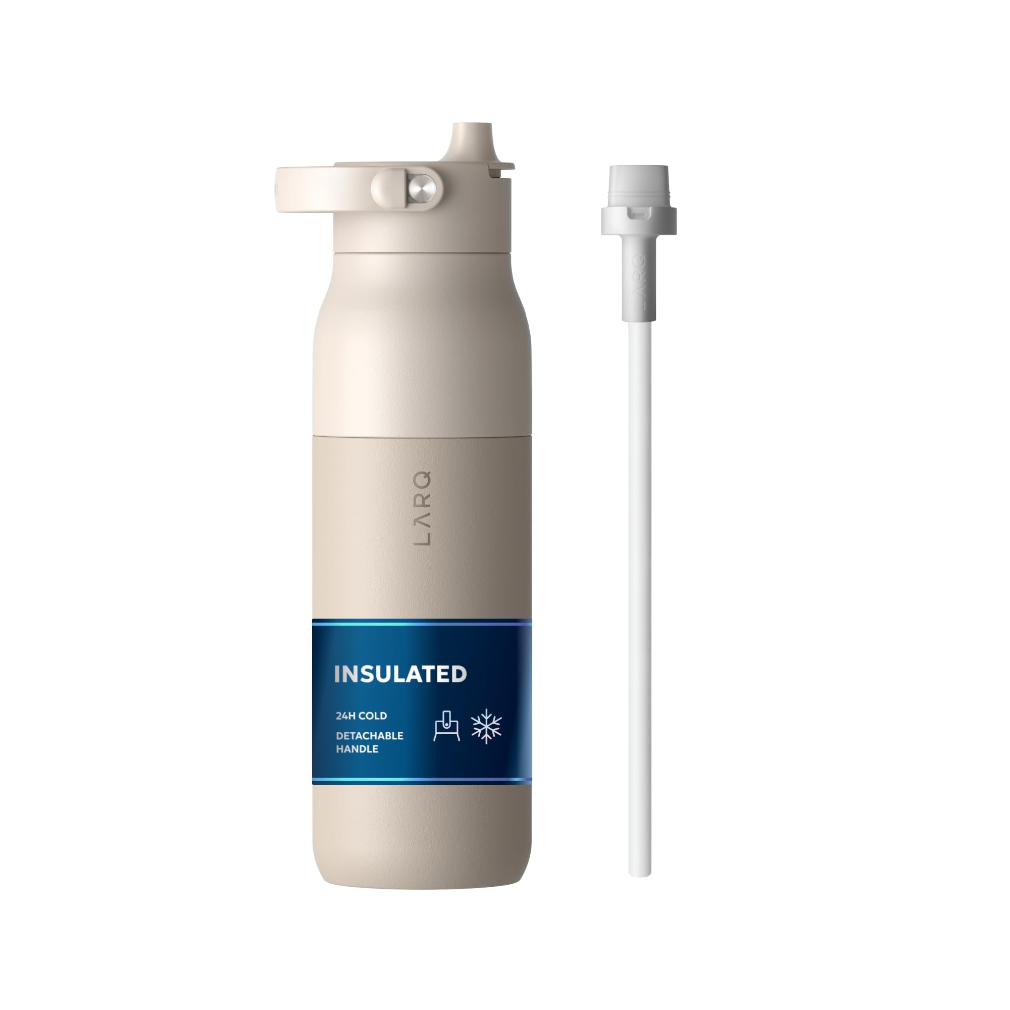 LARQ Swig Top H₂O Bottle 1 Liter /34oz – Insulated Stainless Steel Water Bottle with Integrated Straw – Wide-Mouth, Detachable Handle, BPA Free – Perfect for Gym, Sport, Football, Yoga and Travel