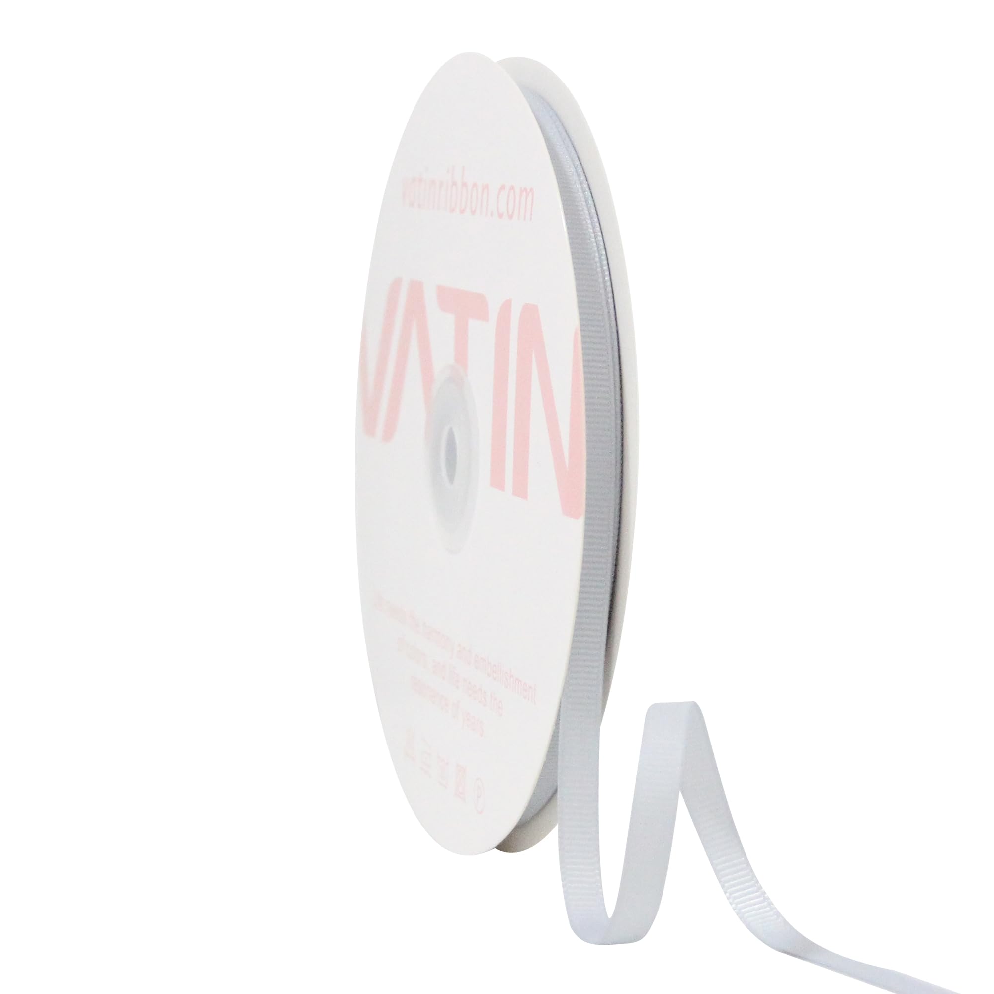 VATIN Solid 6 mm X 45 Metres Silver Grosgrain Ribbon 45 Metres Each Roll Perfect for Crafts, Wedding Decor, DIY Hair Accessories, Sewing, Gift Package Wrapping and More