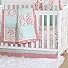Mint Green and Coral Patchwork 3 Piece Baby Crib Bedding Set by The Peanut Shell