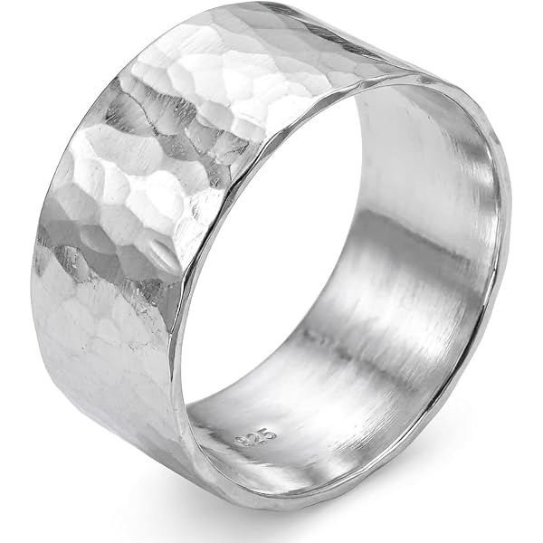Amazon.com: Sterling silver handmade 10mm hammered band ring 925