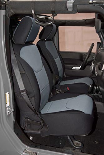 Homeyone Tailor Made Neoprene Seat Covers Set fit 2013 to 2017 Jeep Wrangler JK Unlimited 4 Door (Black/Dark Grey)
