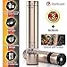 Electric Salt and Pepper Grinder Set with Stand | Premium Set of 2 Best Electronic Stainless Steel Spice Mills for Coarse Seasoning | Battery Powered One-Handed Pepper & Salt Grinders with Light