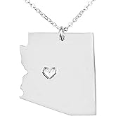 Meiligo 18K Gold Silver Country Map Charm Pendant Arizona State Map Necklace Jewelry