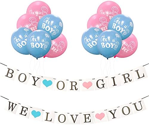 New Gender Reveal Party And Baby Shower Party Decorations, Boy or Girl Banner And Balloons For Party Decoration