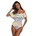 Hallegave Padded One Piece Mesh Panel Swimsuit Swimwear Monokini,Yellow,Large