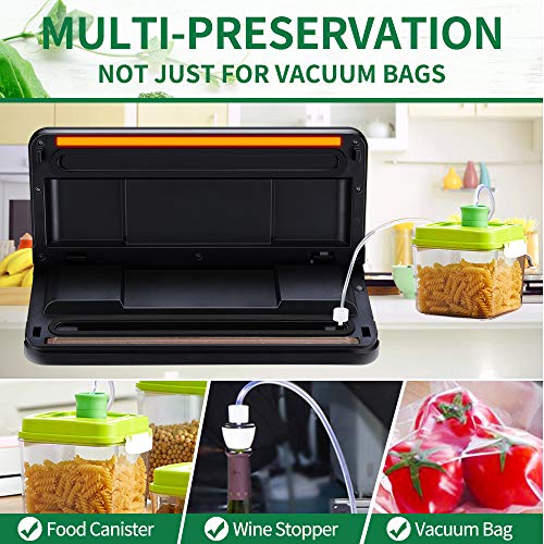 Vacuum Sealer Machine, Winjoy Automatic Food Sealer for Food Savers|Starter Kit|Touch Pannel and LCD Display|Dry & Moist Food Modes| Compact Design (Silver) ...