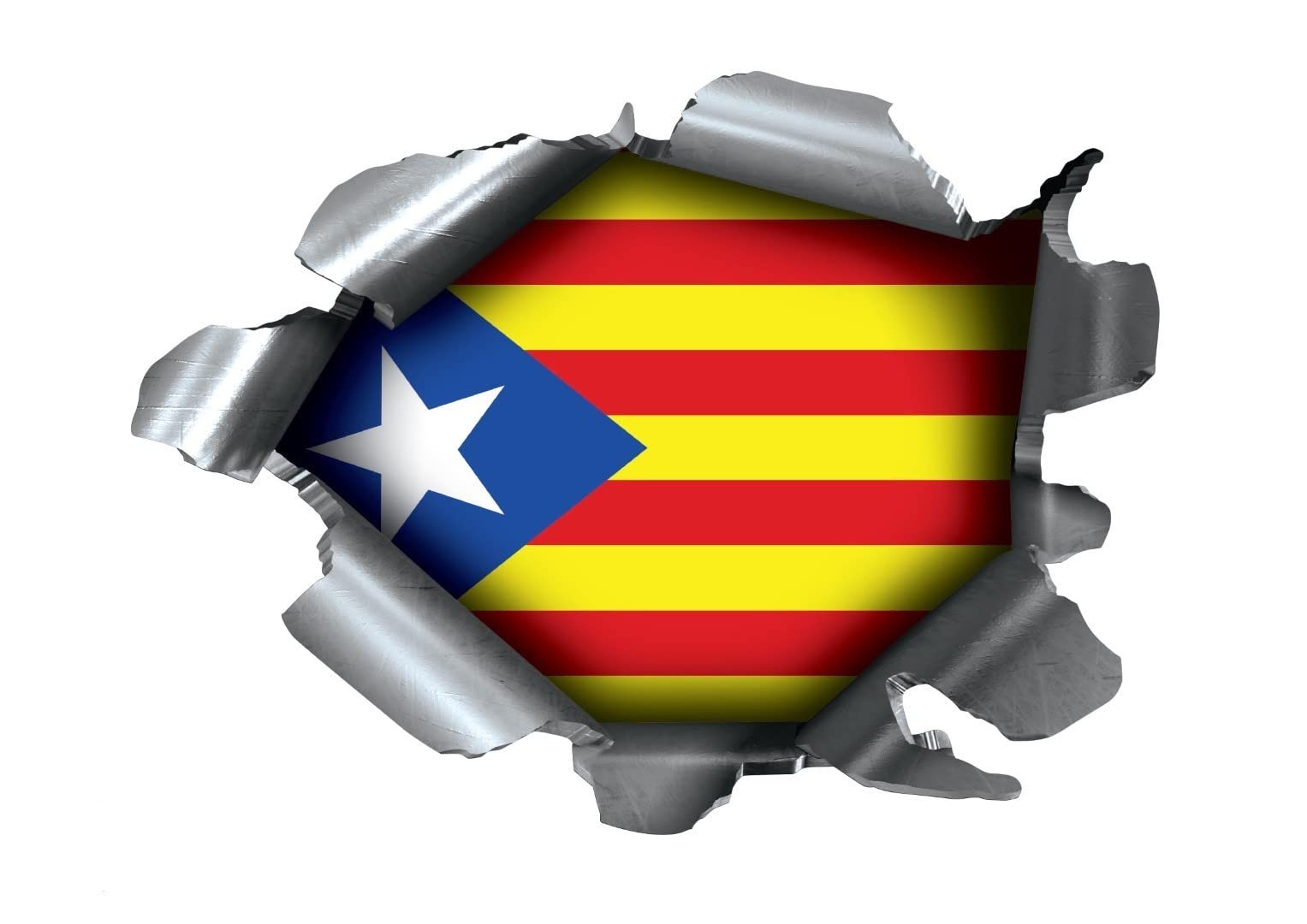 Speed Demons Pride Burst RIP Torn Tear Sticker Graphic SELF Adhesive for Any Surface Including LAPTOPS and Cars - Catalonia Catalan Catalunya National Flag