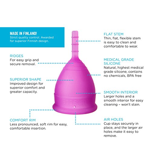 Lunette Menstrual Cup - Violet - Model 1 for Light to Medium Menstruation - Natural Alternative for Tampons and Sanitary Napkins