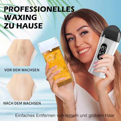 Digital Roll on Wax Kit, Demine Wax Roller Kit for Hair Removal, Waxing Kit for Women, At Home Wax Kit for Larger Areas of the Body, Great Gift for Women, Suitable for Beginners