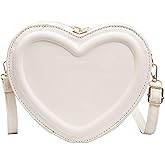 BLULILY Women PU Leather Shoulder Bag Heart Shape Crossbody Bag Small Messenger Bag Fashion Handbag Change Purse for Daily