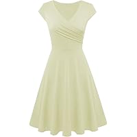 OMZIN Women's Summer Short Sleeve Loose Dress - V-Neck Casual Pocket Dress, Soft & Flowy - View #14